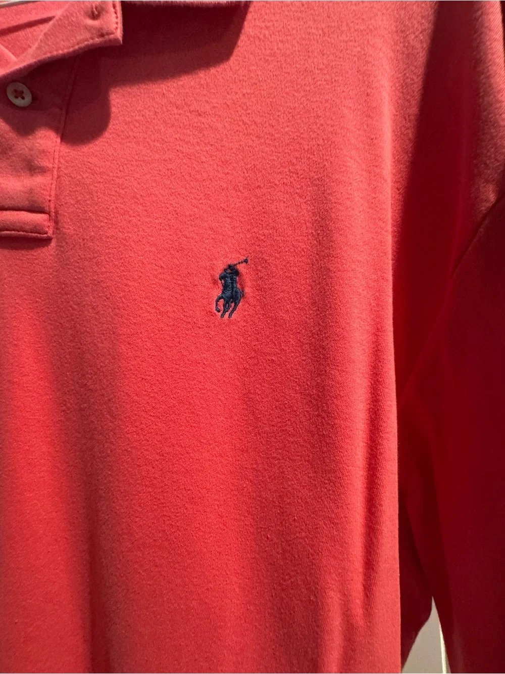 Ralph Lauren Polo Shirt in Coral Red with Navy Logo